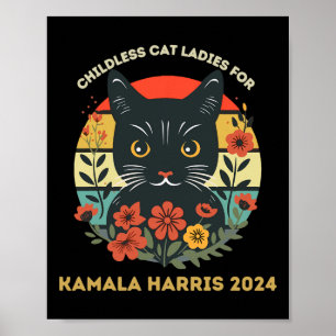 Vintage Childless Cat Ladies For Kamala Harris 202 Poster