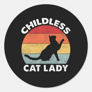 Vintage Childless Cat Lady Classic Round Sticker