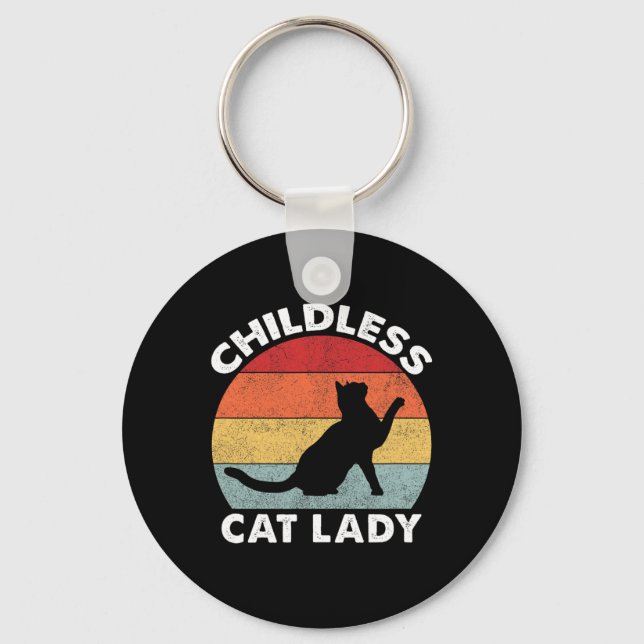 Vintage Childless Cat Lady  Key Ring (Front)