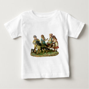 Vintage Children and Dog Wagon Baby T-Shirt