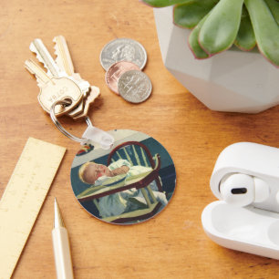 Vintage Children, Baby Sleeping Highchair Kitchen Key Ring