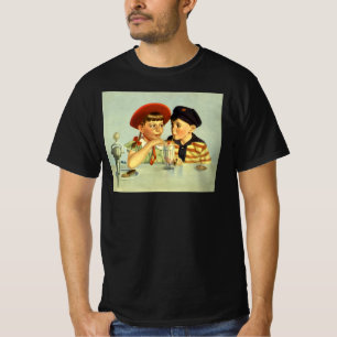 Vintage Children, Boy and Girl Sharing a Shake T-Shirt