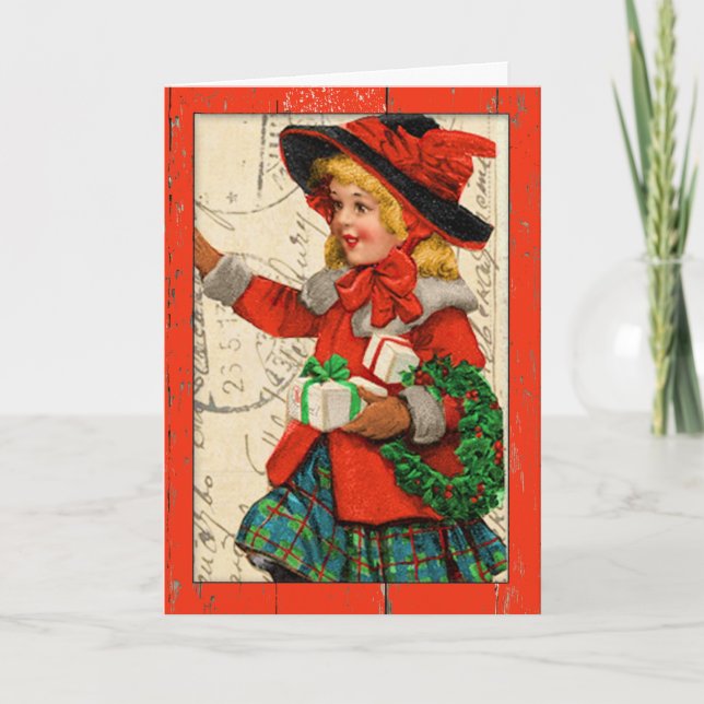 "Vintage Children Christmas Card" Holiday Card (Front)