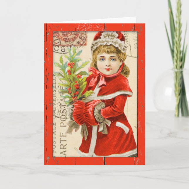 "Vintage Children Christmas Card" Holiday Card (Front)
