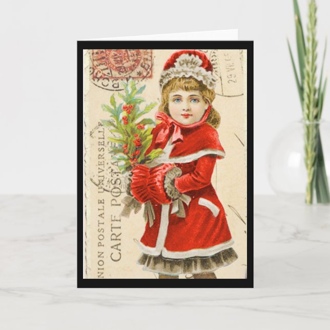 "Vintage Children Christmas Card" Holiday Card (Front)