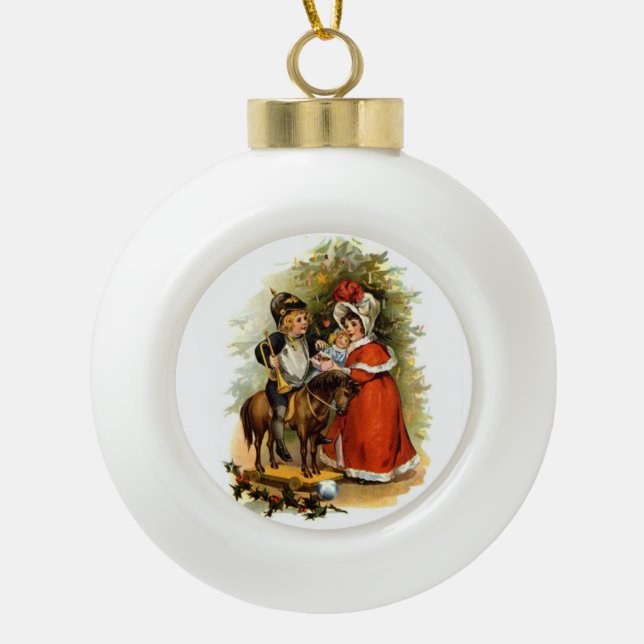 Vintage Children Christmas Ceramic Ball Christmas Ornament (Front)