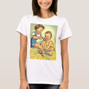 Vintage Children, Cute Happy Toddlers Smile Bottle T-Shirt