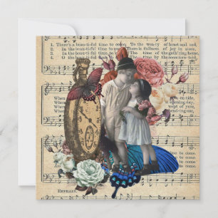 Vintage Children & Floral Collage  Card