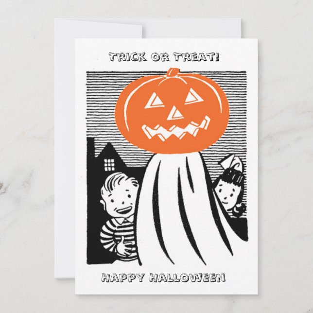  Vintage Children On Halloween Greeting Card (Front)