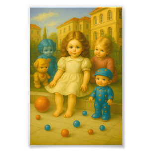 “Vintage Children Portrait with Toys – Classic Nur Photo Print