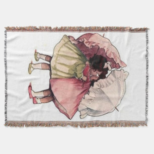 Vintage Children Pretty Girls Afghan Throw Blanket