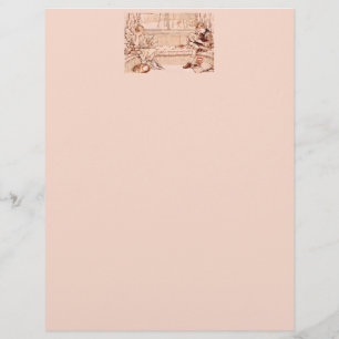 Vintage Children Reading cosy Illustration Custom Letterhead