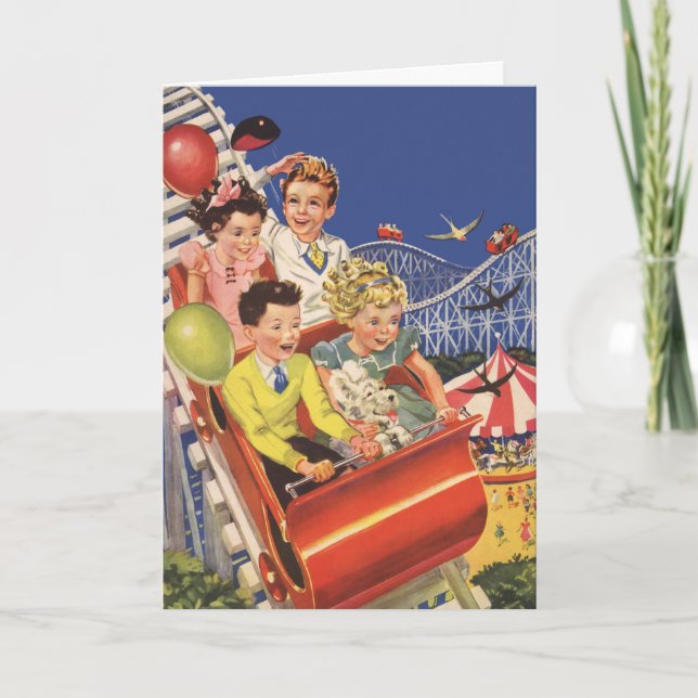 Vintage Children Roller Coaster Birthday Party Invitation (Front)