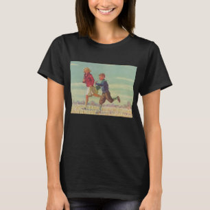 Vintage Children Running to School Carrying Books T-Shirt
