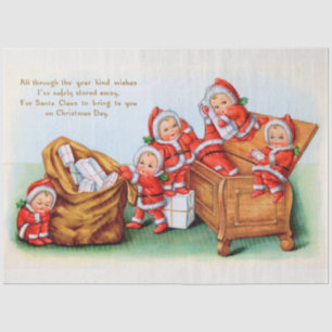 Vintage Children Santa Claus Tissue Paper