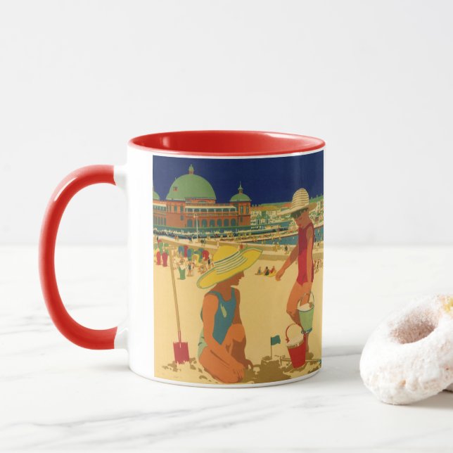 Vintage Children, Sisters Family Vacation at Beach Mug (With Donut)