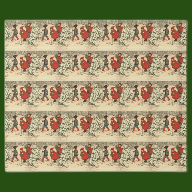 Vintage Children Skiing Wrapping Paper (Creator Uploaded)