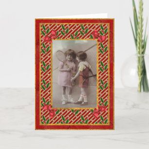 Vintage Children Tennis Christmas Card
