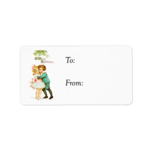 Vintage Children Under the Mistletoe Gift Tag