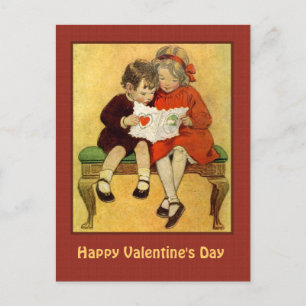 Vintage Children with Valentine Holiday Postcard