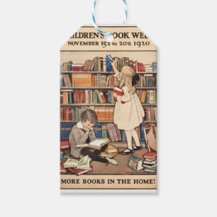 Vintage Children's Book Week Library Illustration Gift Tags