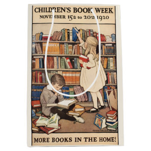 Vintage Children's Book Week Library Illustration Medium Gift Bag