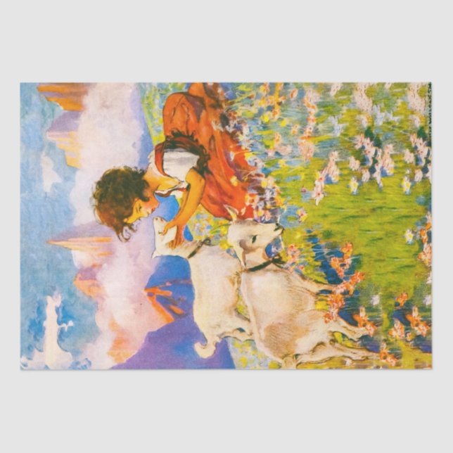 Vintage Children's Illustration Heidi Tissue Paper (Front)