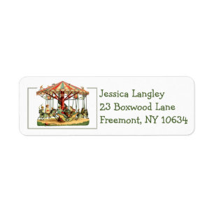 Vintage children's merry-go-round return address label