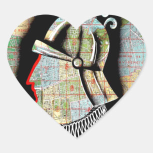 Vintage Chile Santiago Travel Heart Sticker