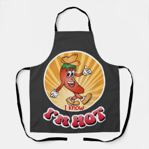 Vintage Chili Mascot I Know I'm Hot Apron