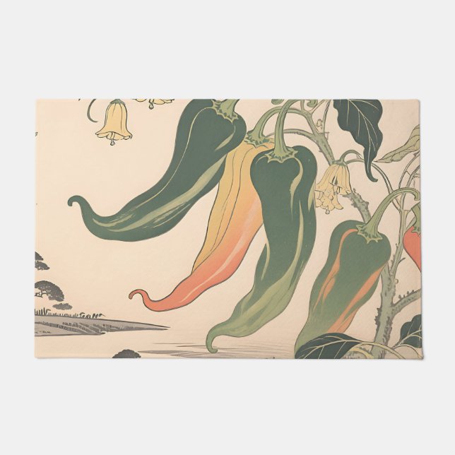 Vintage Chilli Pepper Illustration Doormat (Front)