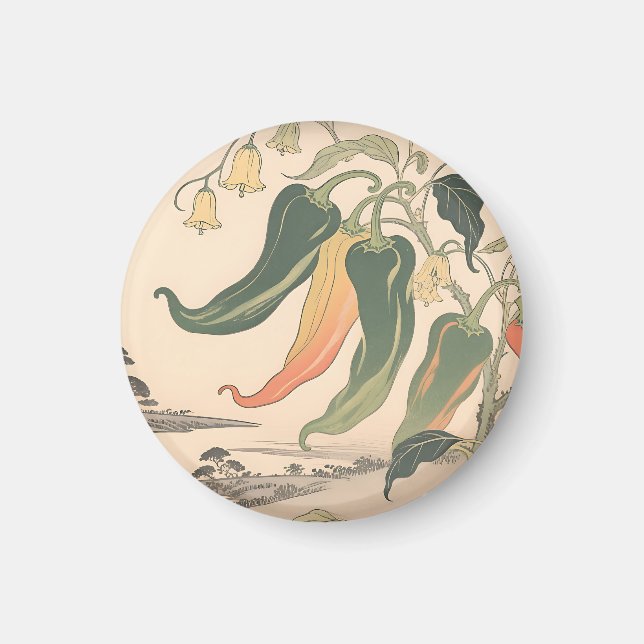 Vintage Chilli Pepper Illustration Magnet (Front)