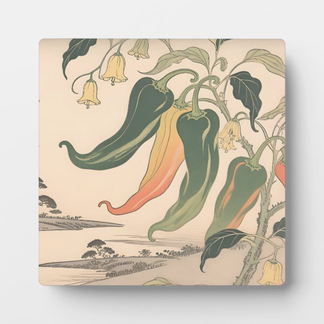 Vintage Chilli Pepper Illustration Plaque (Front)