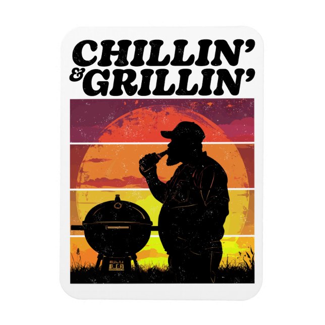 Vintage Chillin’ & Grillin’ Distressed Flex Magnet (Vertical)