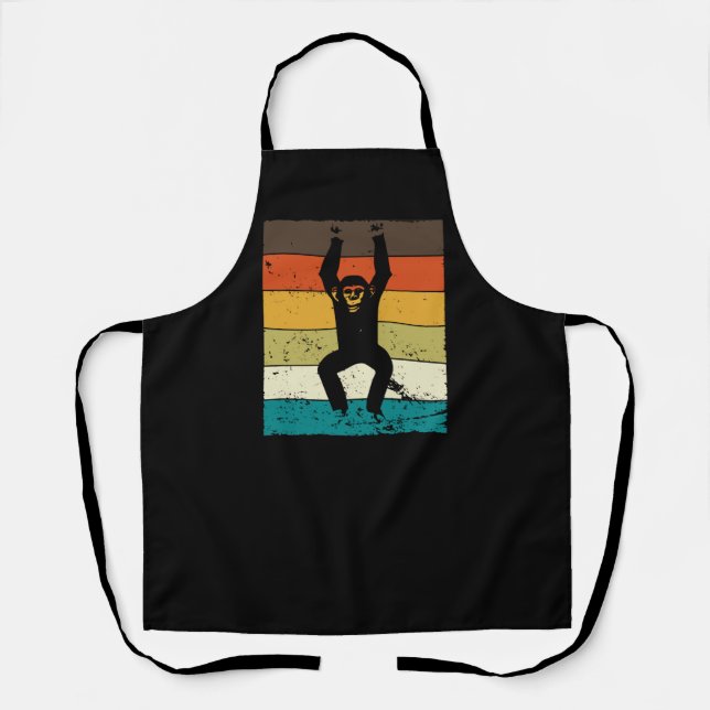 Vintage Chimpanzee Ape Monkey Monkeys Apes Chimp Apron (Front)