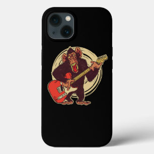 Vintage Chimpanzee Guitar Player Graphic iPhone 13 Case