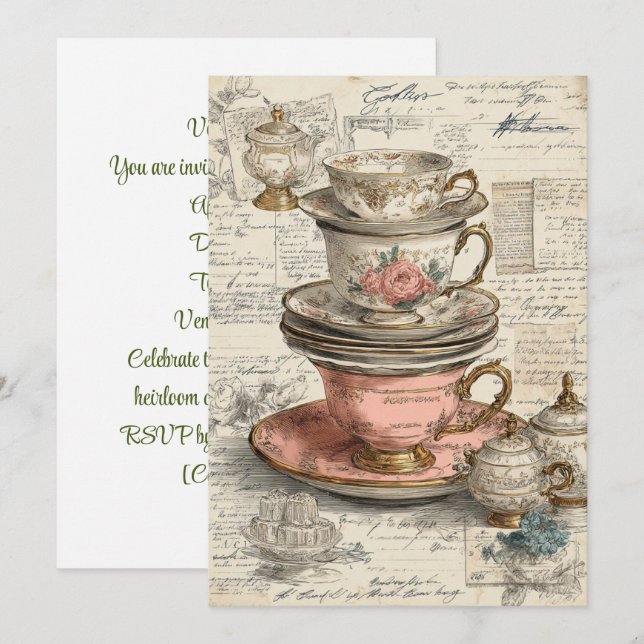 Vintage China | Antique Charm Invitation (Front/Back)