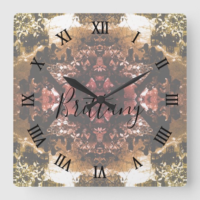 Vintage China Canton restaurant Square Wall Clock (Front)