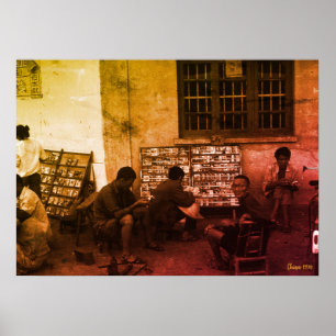 Vintage China Changsha book lending Poster