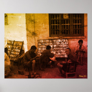 Vintage China Changsha book lending Poster
