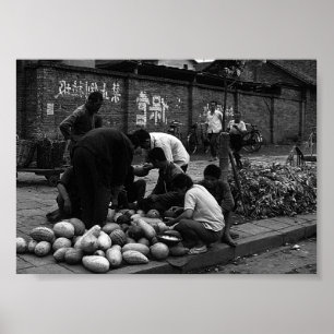 Vintage China Changsha market sellers Poster