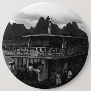 Vintage China Guilin river boat 1970 6 Cm Round Badge