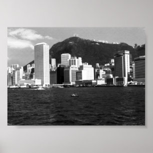 Vintage China Hong Kong bay Skyscrapers view Poster