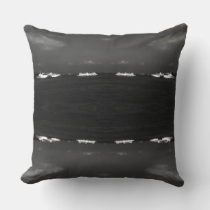 Vintage China Hong Kong bay travelers boats Canvas Cushion