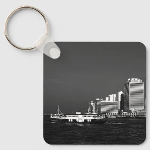 Vintage China Hong Kong boat skyscraper sea Post Key Ring