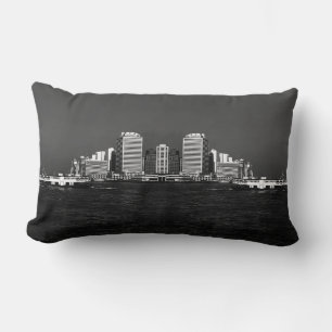Vintage China Hong Kong boat skyscraper sea Post Lumbar Cushion