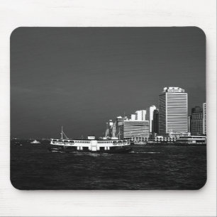 Vintage China Hong Kong boat skyscraper sea Post Mouse Pad