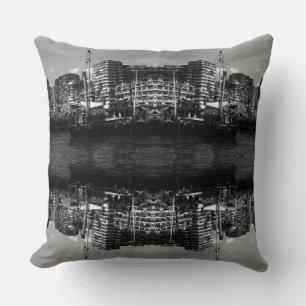 Vintage China Hong Kong houseboats river Poster Cushion
