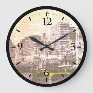 Vintage China Hong Kong houseboats river Watch Large Clock