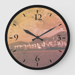 Vintage China Hong Kong View City Watch Large Clock